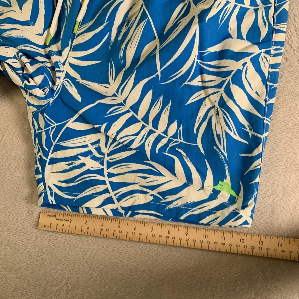 Tommy Bahama Swim Trunks Mens‎ XL Blue Tropical Leaf Print Mesh Lined Shorts